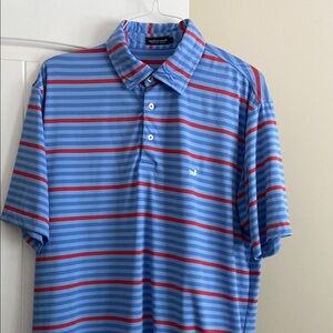 Southern Marsh Blue and Red Polo Shirt with Stripes